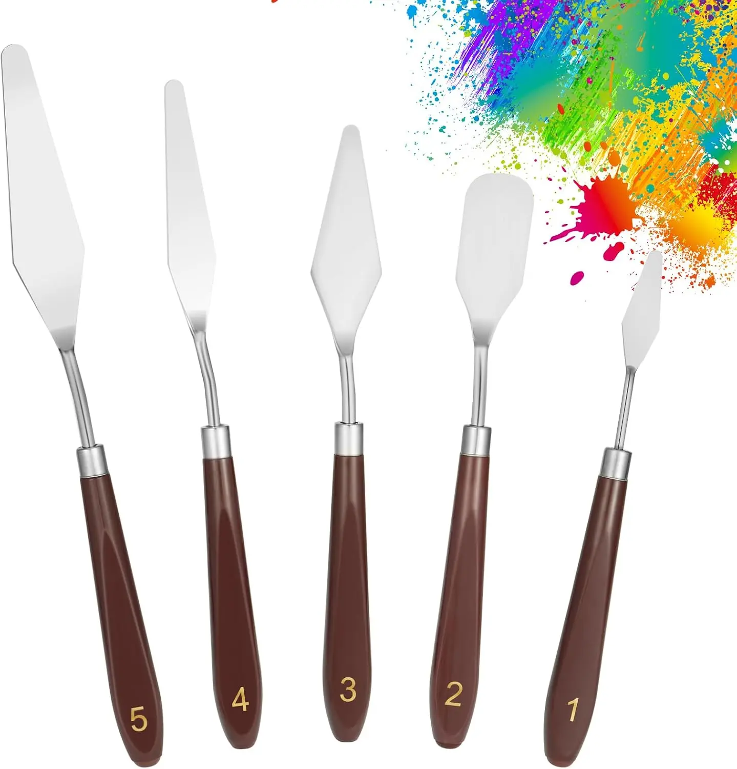 5 Pcs Palette Knife,Stainless Steel Spatula Palette Knife set, Pallet Knife,Painting Knives,Oil Painting Accessories for Oil, Acrylic Painting