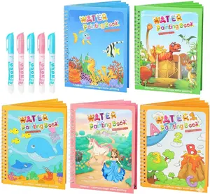 5 Pack Reusable Water Coloring Book for Toddlers, Water Doodle Book Toys, Paint with Water Books,Mess-Free Coloring Book, Portable Educational Doodle Drawing Toy,Educational Learning Kits Gifts
