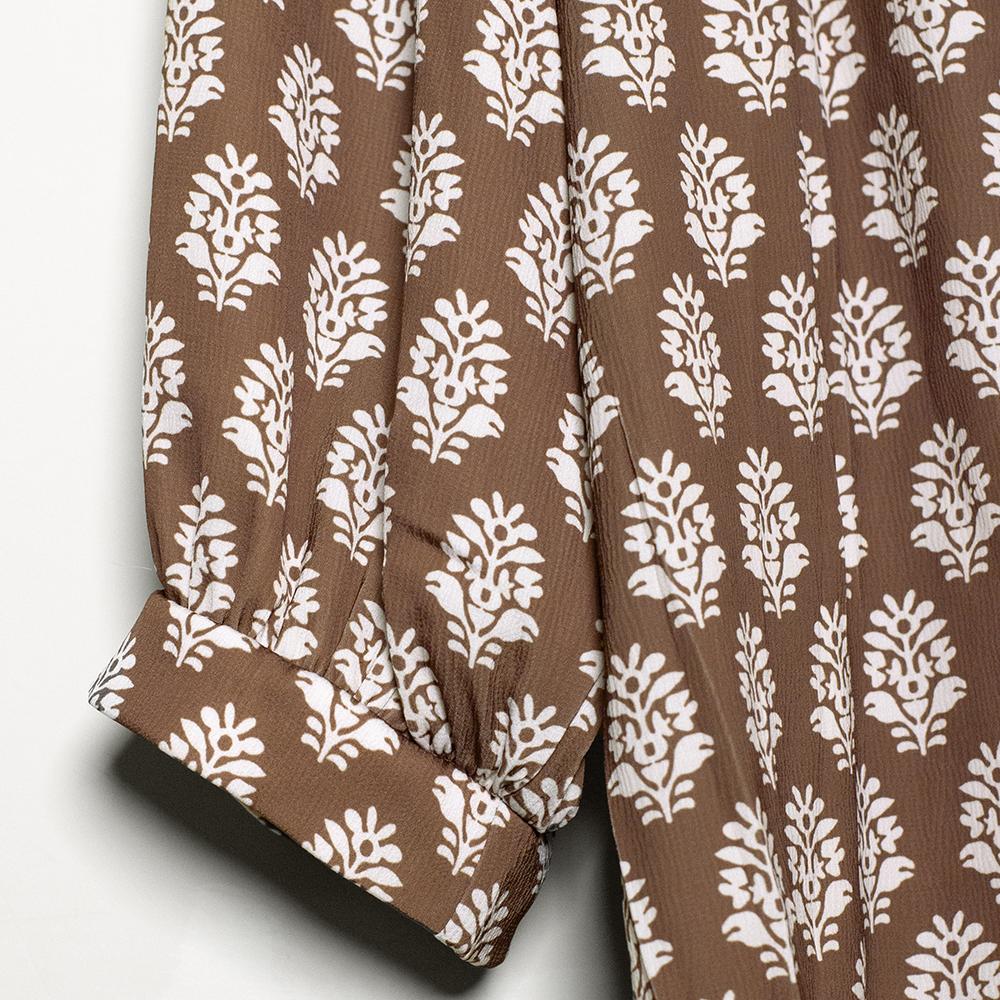 SageVell Charming Vintage Floral Printed V Neck Blouse Women's Cozy 3/4 Sleeve Top Brown Fabric Medium Cotton Viscose Fitted Shirts Boho Elegant Feminine Jeans Outfit SageVell Charming Vintage Floral Printed V Neck Blouse Women's Cozy 3/4 Sleeve Top Brown Fabric Medium Cotton Viscose Fitted Shirts Boho Elegant Feminine Jeans Outfit