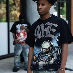 New Arrival: RMIXED EMOTION Rhinestone Street Style Pure Cotton Loose Crew Neck T-Shirt with Angel Skull Design