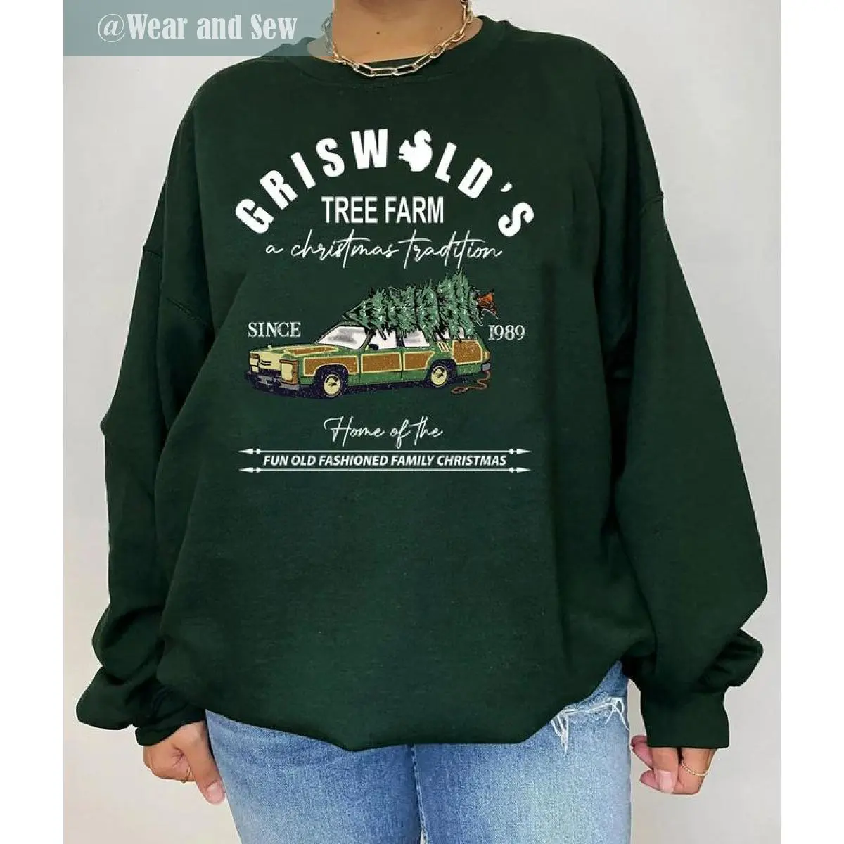 Tree Farm Christmas with Grisworld Sweater, Trendy Design, Christmas Sweater, Unisex Sweater, Retro Patterns, Nostalgic Vibes