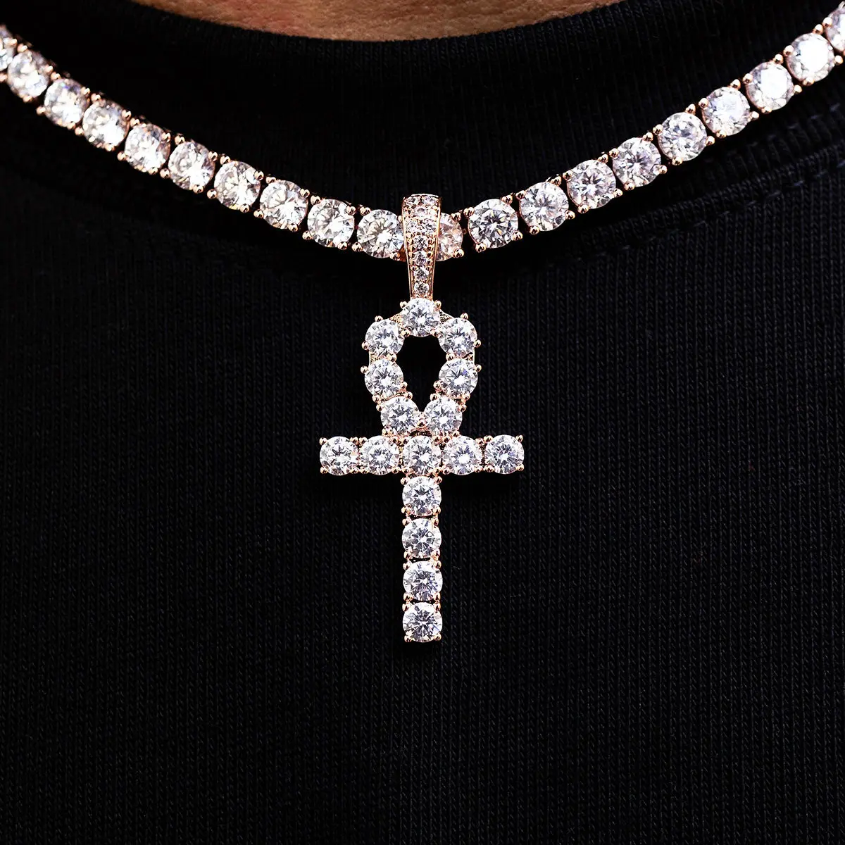 GLD Rose Gold Ankh Cross  - Perfect Gift- (Chain Not Included)