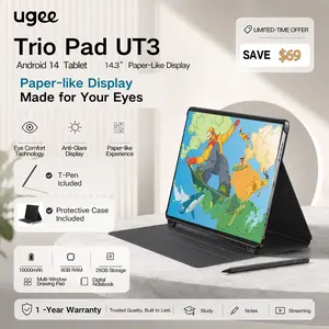UGEE UT3 14.25" Standalone Digital Graphic Tablet - 8GB+256GB, No Computer Required, 2400 Ultra HD Full-Laminated Nano Matte LCD Surface, Android 14 OS, 10000mAh Battery, 27W Fast Charging, Built-in U-Pencil Drawing Stylus, Wireless Graphics Tablet,summer