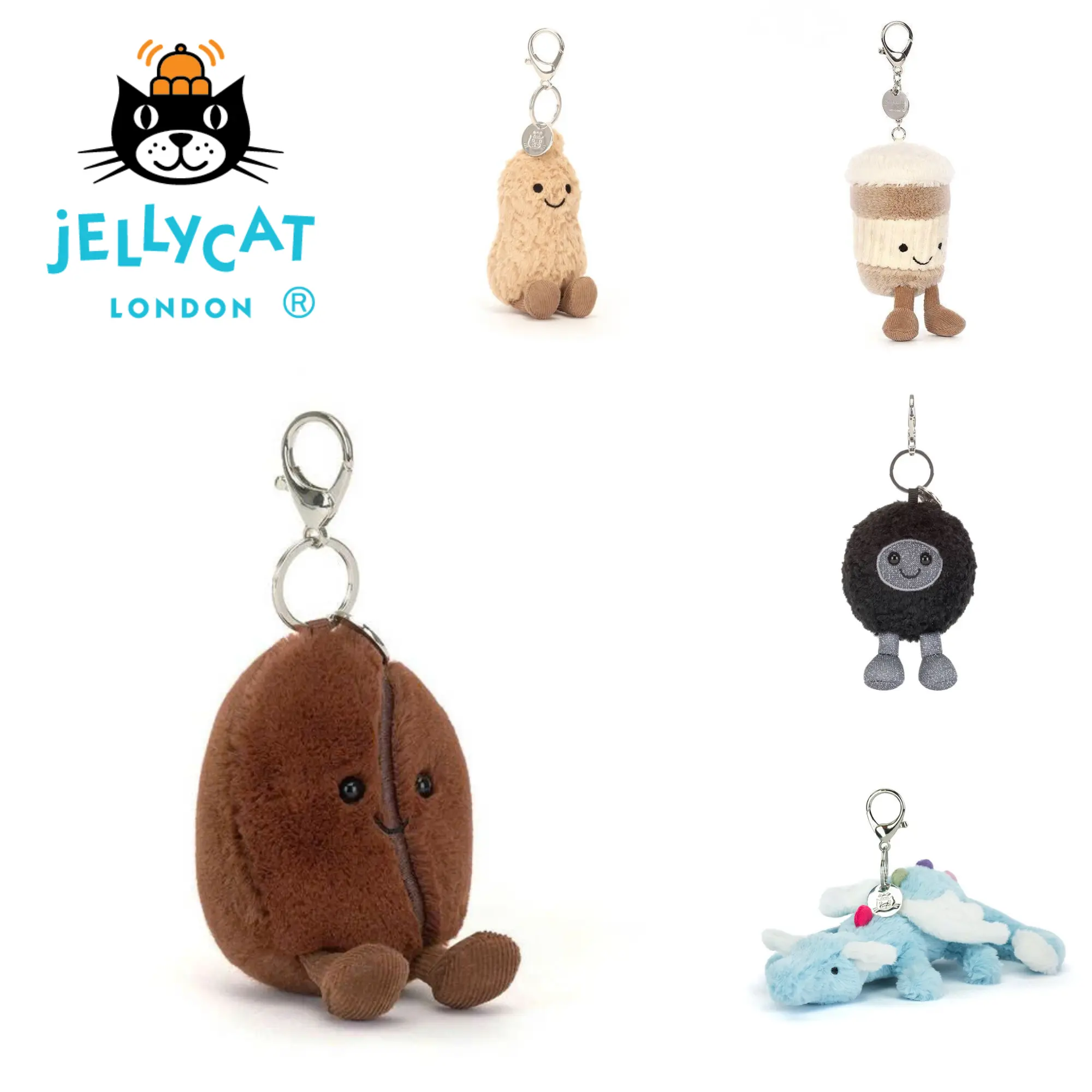 2026 JELLYCAT Keychain Plush Kawaii Plush Bag Charm Keychain, Super Soft Cute Animal Backpack & Purse Charm, Stuffed Animal Keyring, Back to School Birthday Christmas Gift