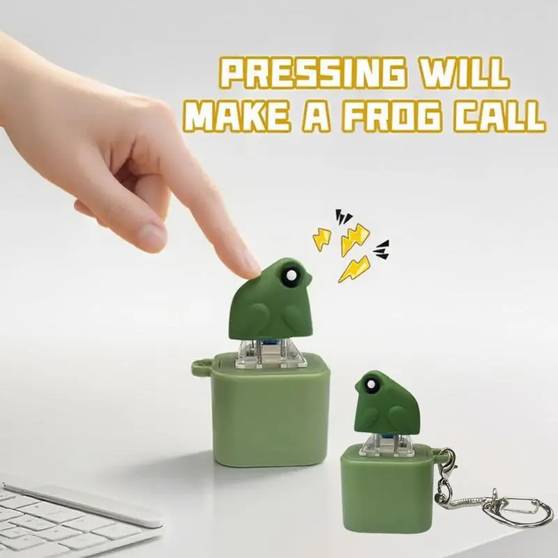 2Pcs Frog Button Sound Keychain Rechargeable Grippy Stim Keychain, Adults Fun Frog Fidget Keyboard Clicker with Colorful LightsFidget Toy Stress Relief Rechargeable Portable Keyboard Clicker for Stress Anxiety Relief