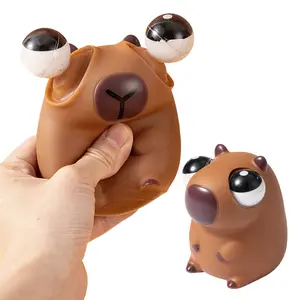 Capybara Popping Eye Squeeze Toy Soft TPR Stress Relief Adorable Design Interactive Eco-Friendly Durable Portable Fidget Toy for Anxiety Relief