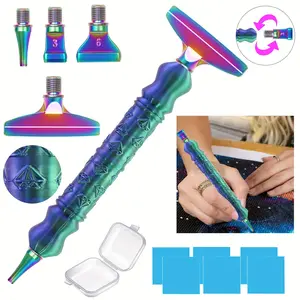Diamond Painting Art Drill Bead Pen Set, Stainless Steel Silver Color Tip, 5D Diamond Painting Roller Tool Accessories, DIY Diamond Art Tools, Diamond Painting Kit