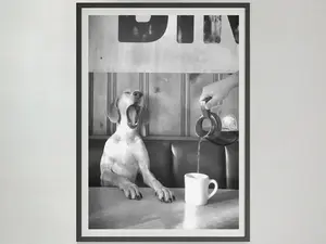"Coffee for Dogs" Black and White Print, Vintage Photography, Humorous Kitchen & Dining Room Wall Art, Coffee Shop Decor