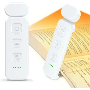 Reading Light, Rechargeable Book Light for Reading in Bed - Eye Caring 3 Color Temperatures, 5-Level Dimmable Brightness, Long Lasting, Compact Size Clip on Book Lamp for Bookworms-White