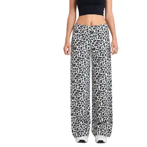 Leopard Print Athletic Loose Straight Leg Trousers for Women Quick Drying Slimming Fitness Flowy Yoga  Womenswear cargo printing polka dots streetwear catch print pants cargo pants  pantalones de mujer work pants women flowy pants cargo pants  for work