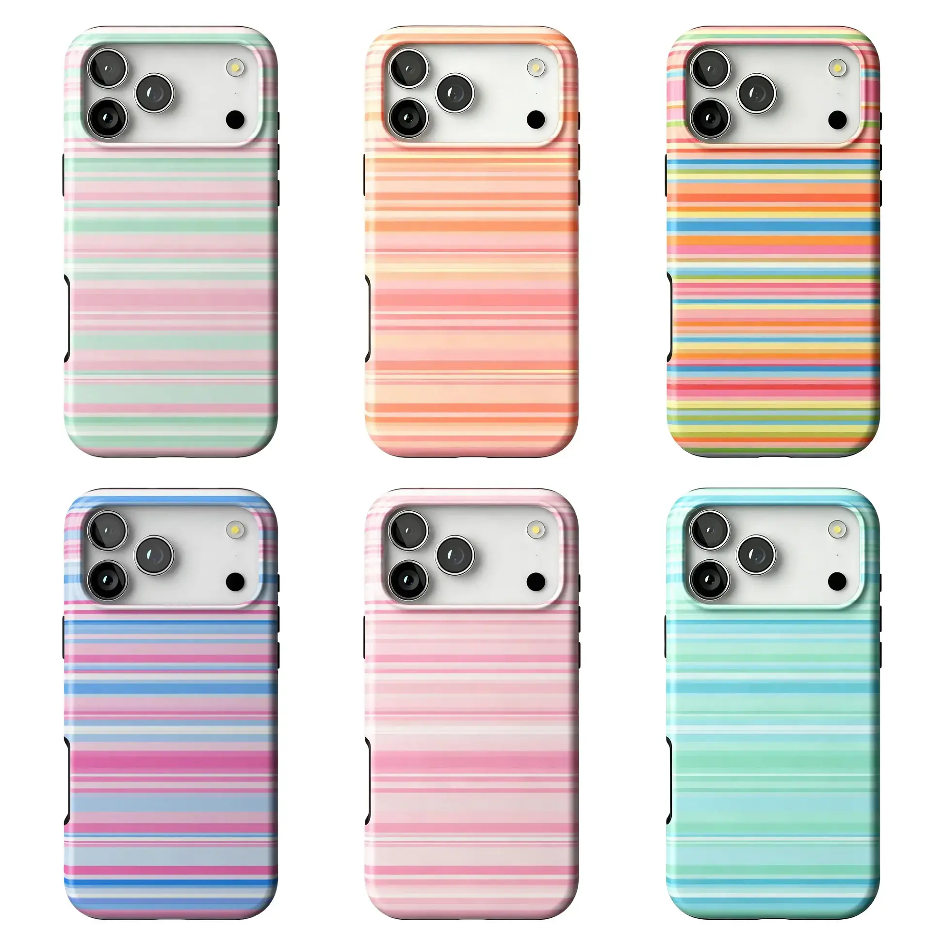 Retro Summer Mood stripe pattern, sturdy, durable, protective, suitable for iPhone 17/16/15/14/13/12 Pro Max/Plus/Pro, simple and stylish phone case, perfect gift, Fashion Summer Phone Case | Designed for Party, Beach, Pool & Outdoor