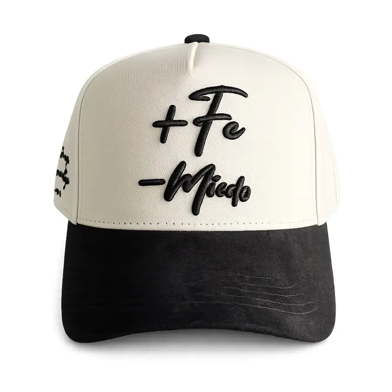 Men's Christian Faith Trucker Cap with 'More Faith Less Fear' 3D Embroidery, Brown Suede Curved Brim, Adjustable Snapback Casual Hat
