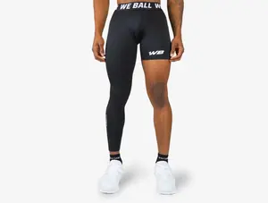 We Ball Sports Single, One Leg Compression Tights (Black) High Waisted Athletic Athleisure Style Bottoms Active Gym Pants Gym Fitness Leggings High Stretch Leggings