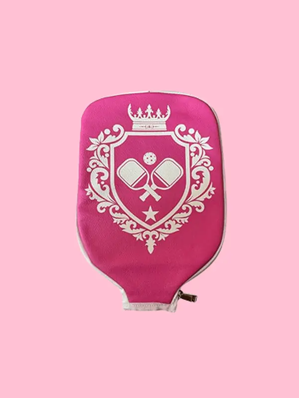 Crest Pickleball Paddle Cover - Pink w/ White