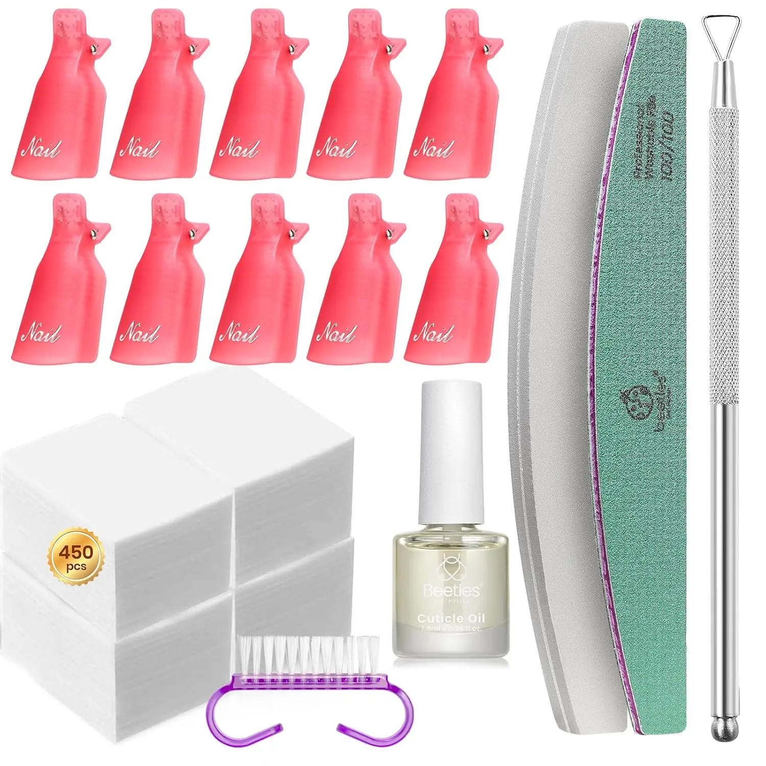 Beetles Gel Polish Remover Kit - Nail Gel Removal Tool for Soak Off Gel Polish Easy Manicure Removal for Women Girls