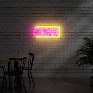 Dimmable LED Open Neon Sign for Business Storefront, Bright Neon Light for Cafe Bar Restaurant Wall Decor, 2 Year Warranty LC SIGN