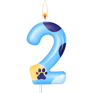 Blue  Paw Candles Birthday Cake Decorations Cake Cupcake Topper for Boy and Girl Birthday Decoration(2)