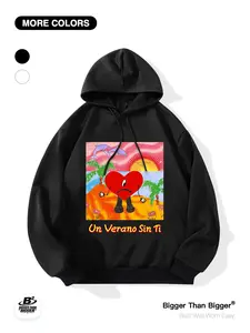 Bowl Games Halftime Show - Bunny Fan Apparel: Couple Outfits, Heart Print, Graphic Print Hoodie, Loose-fitting Hooded Sweatshirts, Casual Streetwear Sweatshirt, Casual and Breathable, Perfect for Outdoor Activities and Sports, Unisex, Trendy Sweatshirts