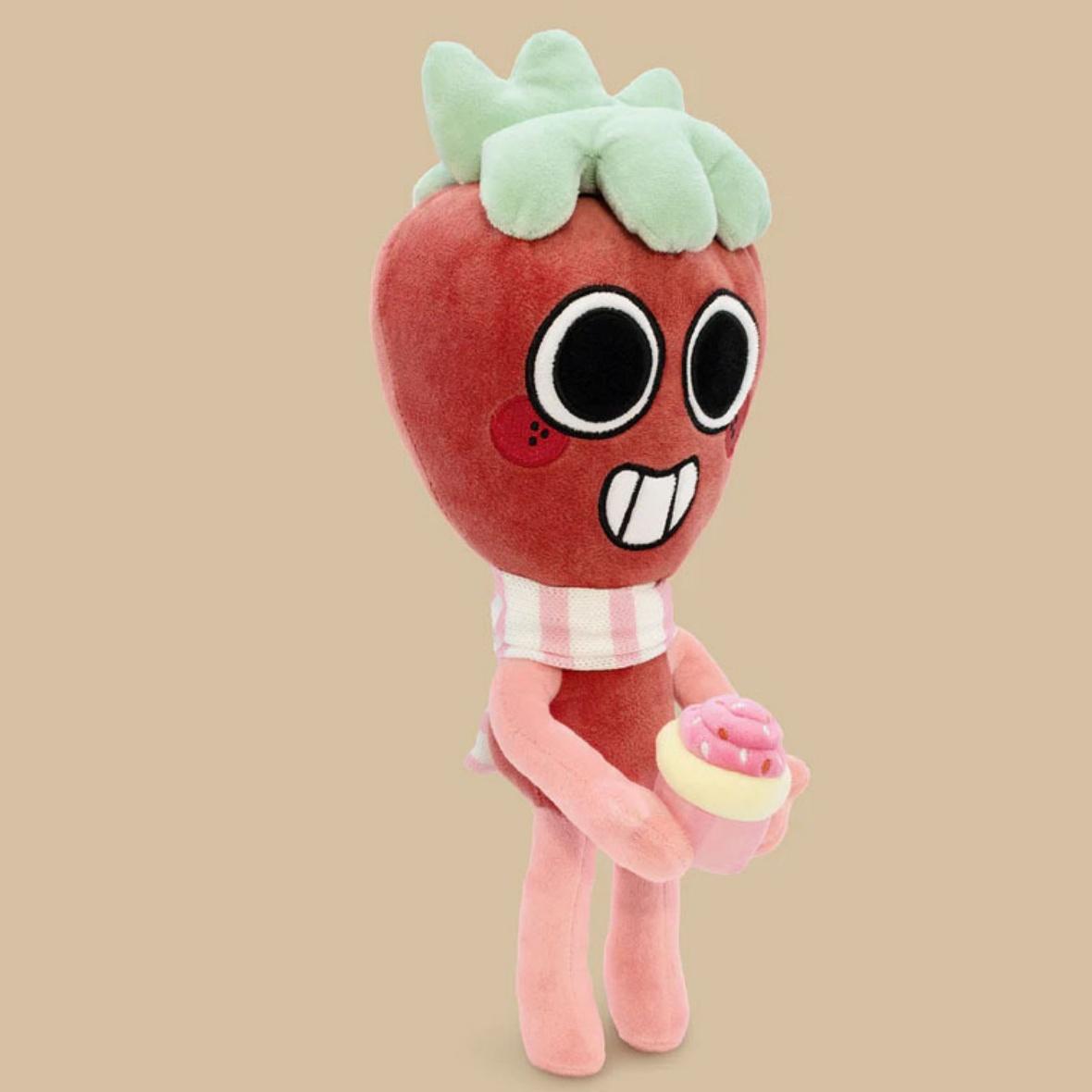 Dandy's World Berry Plush - 12" Cute Strawberry Stuffed Animal with Cupcake, Soft Kawaii Plushie Toy，cute girly gifts，stuffed animals