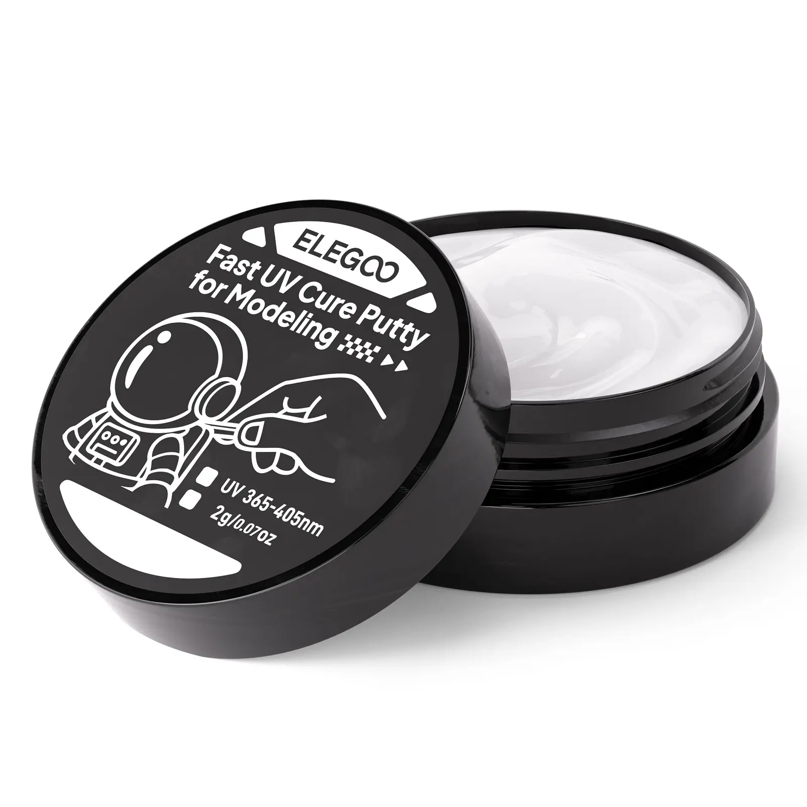 ELEGOO UV Putty for Modeling 365-405 mm UV Light Fast Curing Clay for Miniature Model Repair (White, 60g)