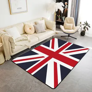 Feelyou Union Jack British Flag Patriotic Themed Area Rug - Reversible Square Print Indoor Floor Mat, Living Room Decor Accent Rug, Patriotic Area Rugs, Themed Area Rugs