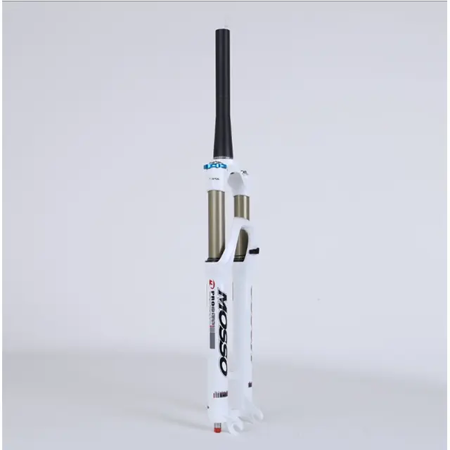 MOSSO P3 Non-Motorized Suspension Fork for MTB, 27.5", Tapered Steerer, Manual Lockout, Disc Brake Compatible, White, 1.7-1.9Kg, 27.5 Inches