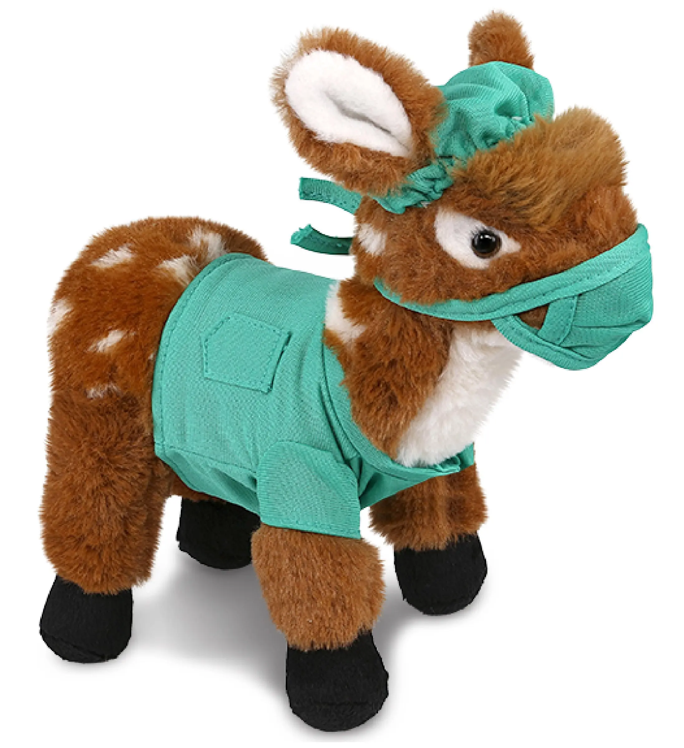 DOLLIBU Polyester Fabric Novelty Doctor Outfit Stuffed Deer Toy - 1 Super Soft Standing Small Plush Figure, 6Lx3.5Wx10H in, Dry Cute Scrub Uniform Animal Plush, Perfect Doctor Gift for Kids' Pretend Play Toys
