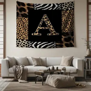 Custom A‑Z Alphabet Leopard and Zebra Print Tapestry—a Soft, Skin‑Friendly Wall Hanging Featuring Stylish Animal Print Designs. Perfect as Modern Accent Decor for Bedrooms, Dorm Rooms, and Living Rooms, It Makes a Trendy Home Decor Gift