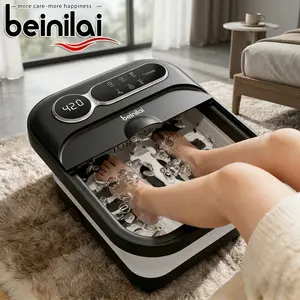Collapsible Foot Spa Massager with Heater Temperature Control Foot Bath Bowl with Bubbles Six Massage Rollers Vibration Red Light Foot Soak Best Mothers Day  for Mom