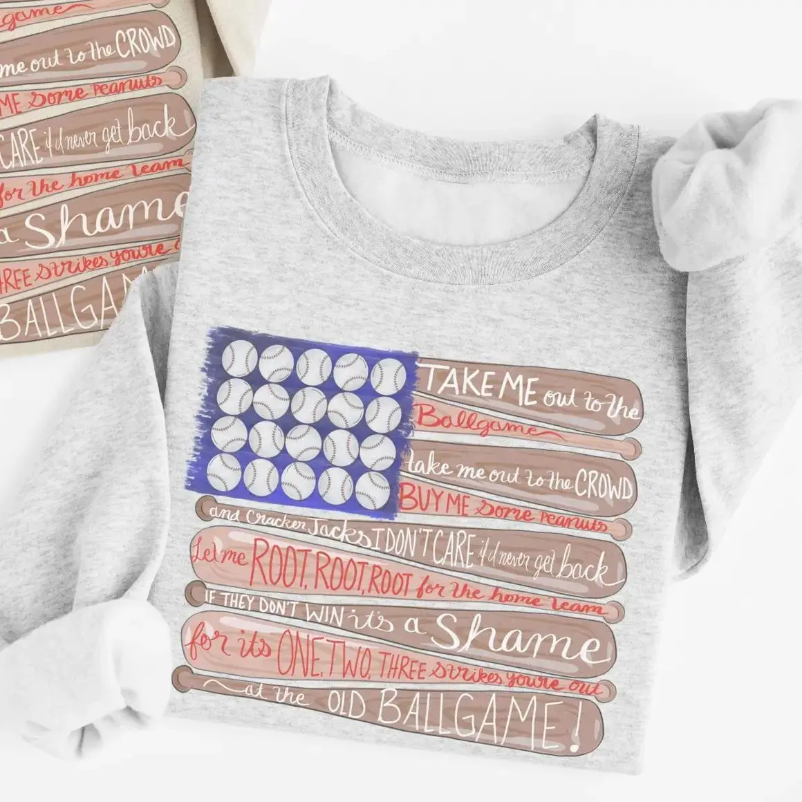 Vintage Baseball Sweatshirt Retro Baseball Flag USA Pullover Baseball American Flag Sports Sweater Unisex Casual Womens Game Day Crewneck Vintage Sublimation Print Baseball Game Top