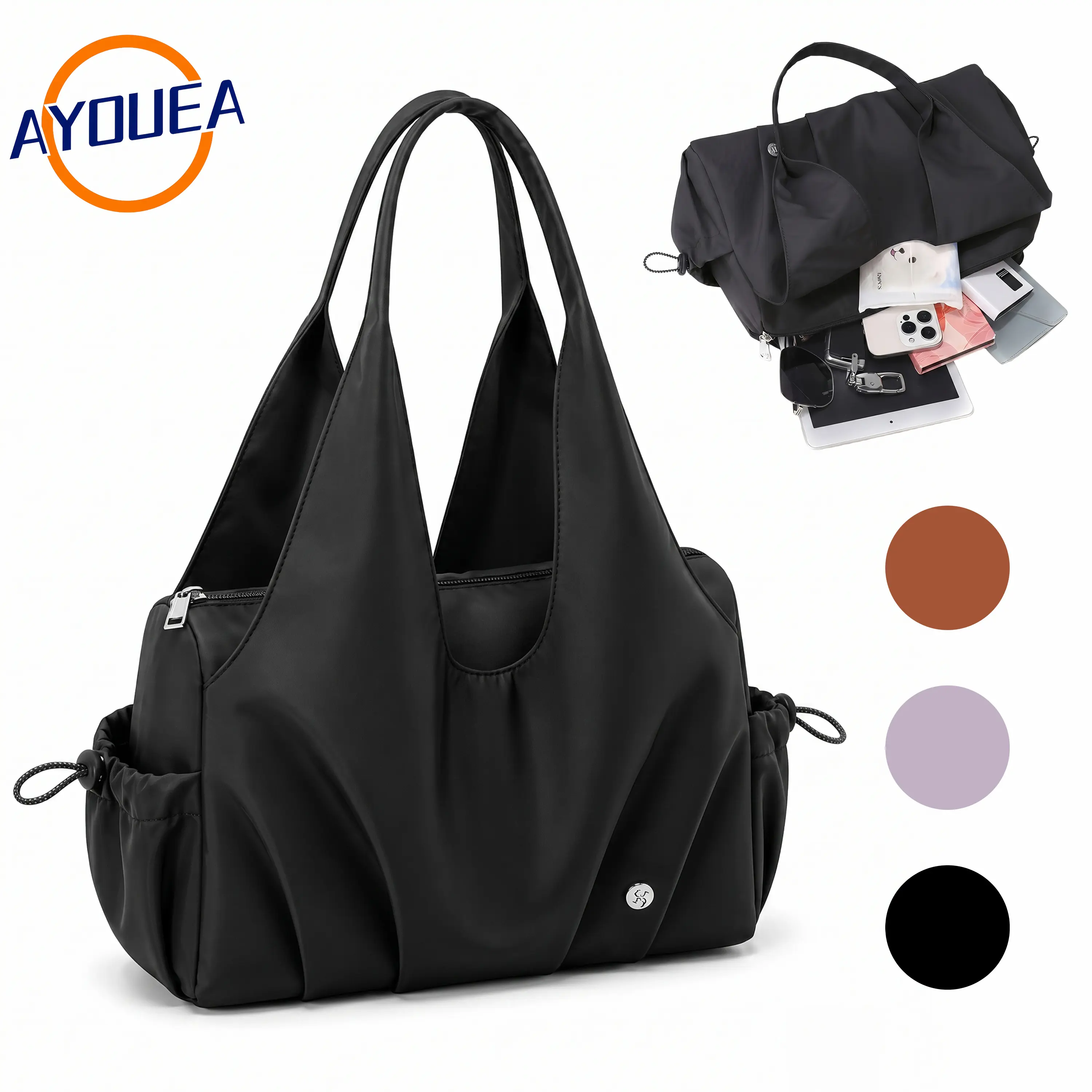 Stylish Women's Gym Tote Bag, Water-Resistant Weekender Duffel with Wet Pocket, Large Capacity Multifunctional Handheld Crossbody Travel Tote Bag for Sports Fitness Yoga School Daily Use and Commuting, Lightweight Versatile Shoulder Bag Minimalism