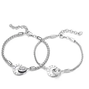 Couple Matching Bracelets Double Ring Chain Bracelets, Valentine’s Day & Holiday Gift for Lovers, Couples & Besties