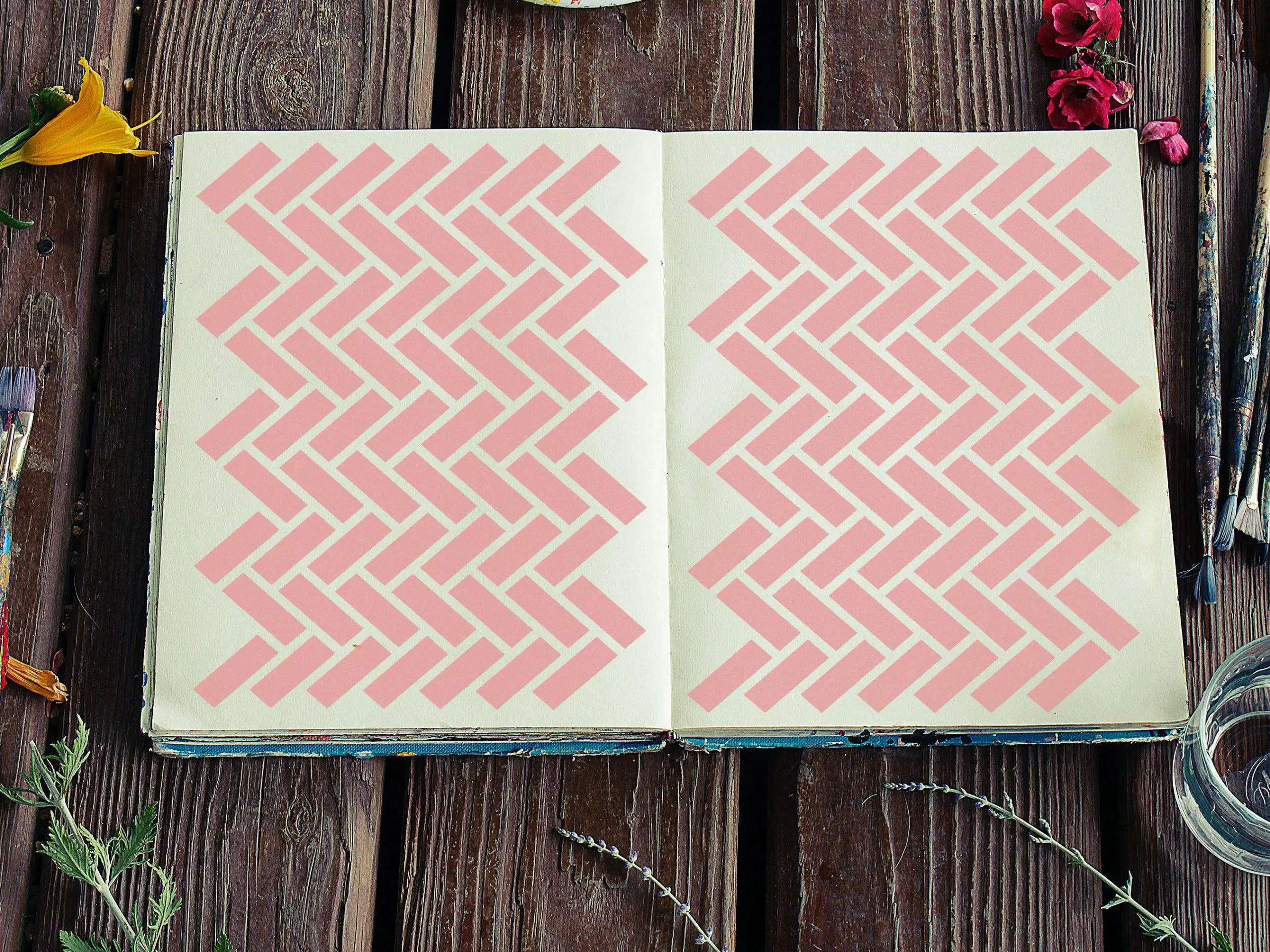 Subway Tile Herringbone Pattern Stencil - Art and Wall Stencil