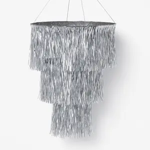Silver Tinsel Disco Hanging Decoration