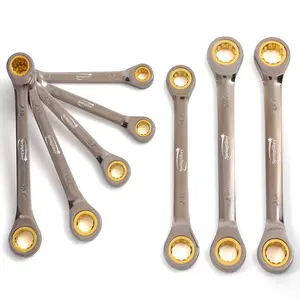 SPRINGGLORY 8-piece double-ended ratcheting wrench set，metric 8mm - 19mm, 72 teeth, CRV material, nickel-plated for rust prevention