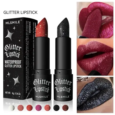 Glitter Lipsticks Diamond Pearlescent Nude Mermaid Lip Tint Matte Non-stick Lasting Shimmer Lip Gloss Sexy Lips Makeup Smooth Color Glossy Cosmetic Lip Care