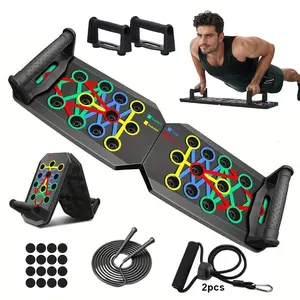 1 Set Portable Foldable Push Up Board(with resistance bands and jump rope), Abdominal And Chest Muscle Training Folding Push Up Stand, Portable Fitness Equipment For Home Gym, Abdominal Board Kit