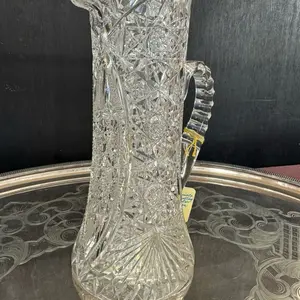 American “Brilliant Period” Handcut Crystal Tall Pitcher