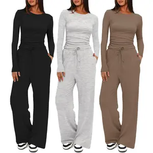 Women's 2 Piece Sets Fall Outfits Long Sleeve Wide Leg Tracksuits Casual Lounge Set Matching Sets