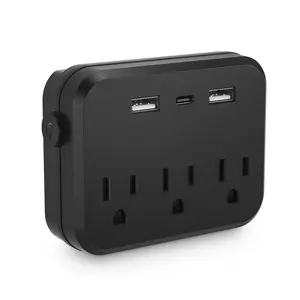 「SPEICAL DEAL」TRANSTON Mini Portable Wall Plug with Surge Protector Switch, 3 Outlets and 3 USB Ports