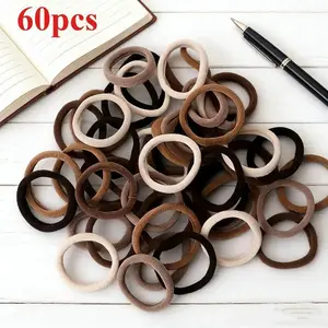 60-Pack Unisex Scrunchies, Neutral Colors, 4cm Thick Elastic Hair Bands, Durable & Non-Damaging, Suitable for Daily Wear for Women, Girls & Men