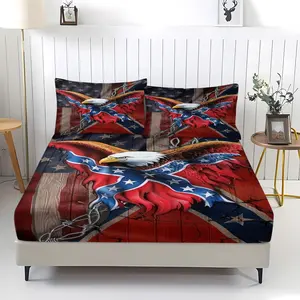 3-piece Bald eagle Pattern fitted sheet, including 1 bed sheet and 2 pillowcases, anti-slip dust cover suitable for bedrooms and guest rooms, perfect for personal use or as a gift, Bed Sheet Sets, Army Bed Sheets