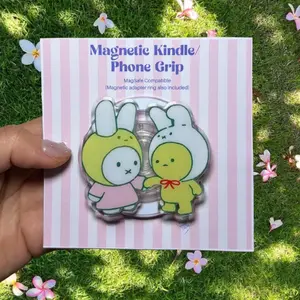 Handmade Smiski x Miffy Magnetic Grip Phone Stand & Stylish Accessory For Kindle