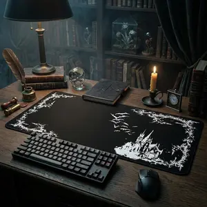 Gothic Castle Vampire Cybersigilism Desk Mat, Anime Mouse Pad, Desk Mat, pc accessories.