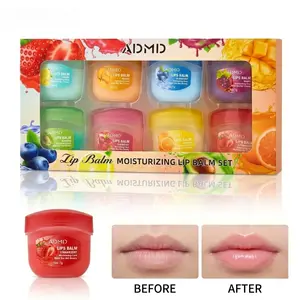 Viral 8 Flavors Lip Balm Set! Moisturizing Lip Balm for Chapped Lips, Fruity Lip Gloss Balm, Travel Size Lip Care Gift Set Smooth Compact Daily Gentle Peeling