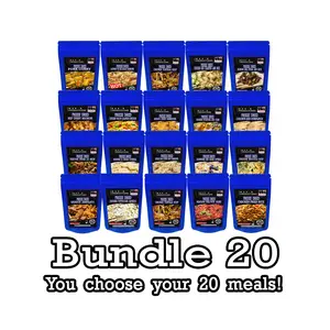 MAK D Productions Freeze Dried Meal Pouches - Set of 20 for only $12.99 each - Gourmet Recipes by a Sullivan University (Louisville, Kentucky) Culinary Chef Graduate - NEVER BLAND TASTING - MADE IN THE USA
