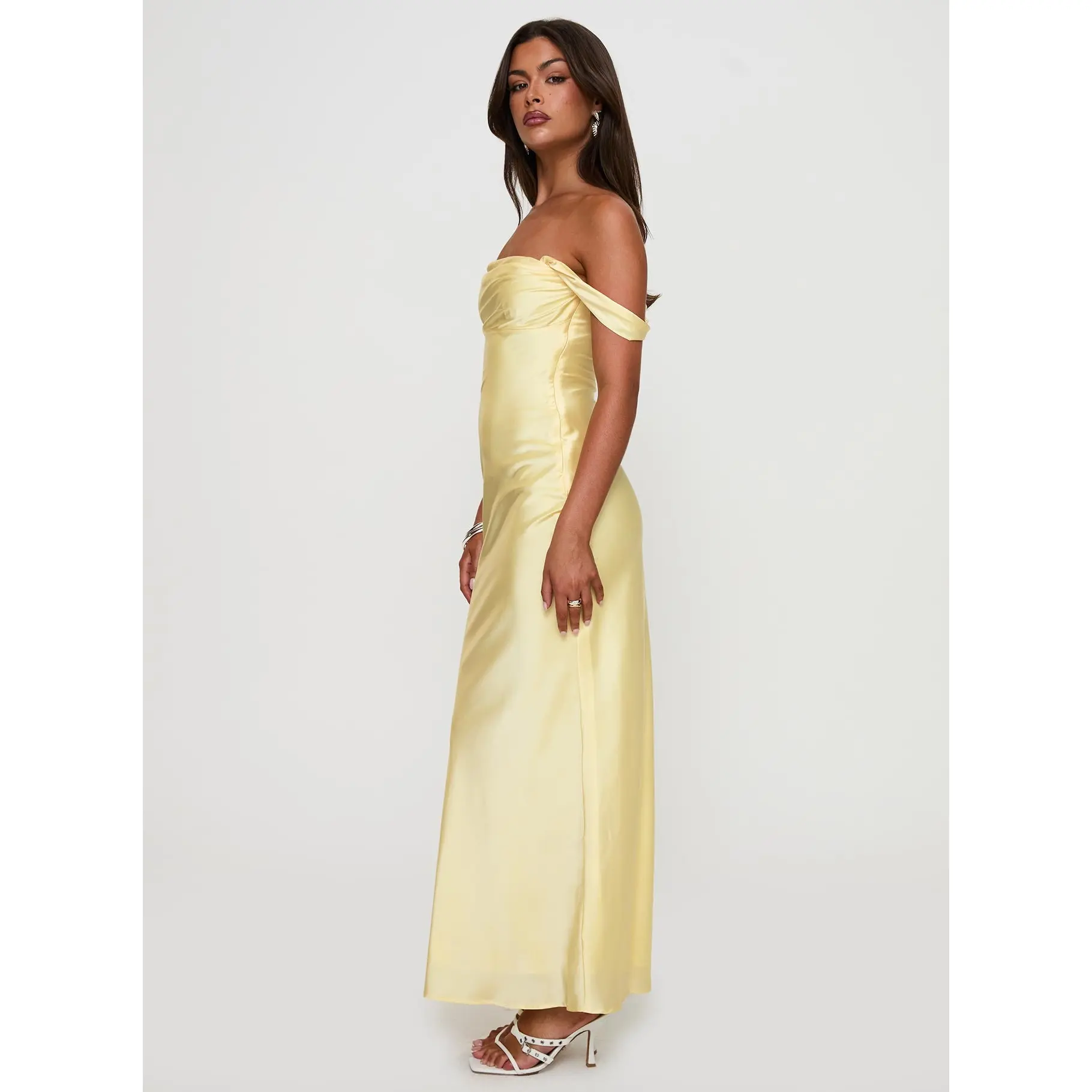 Azura Off The Shoulder Maxi Dress Yellow - TikTok Shop