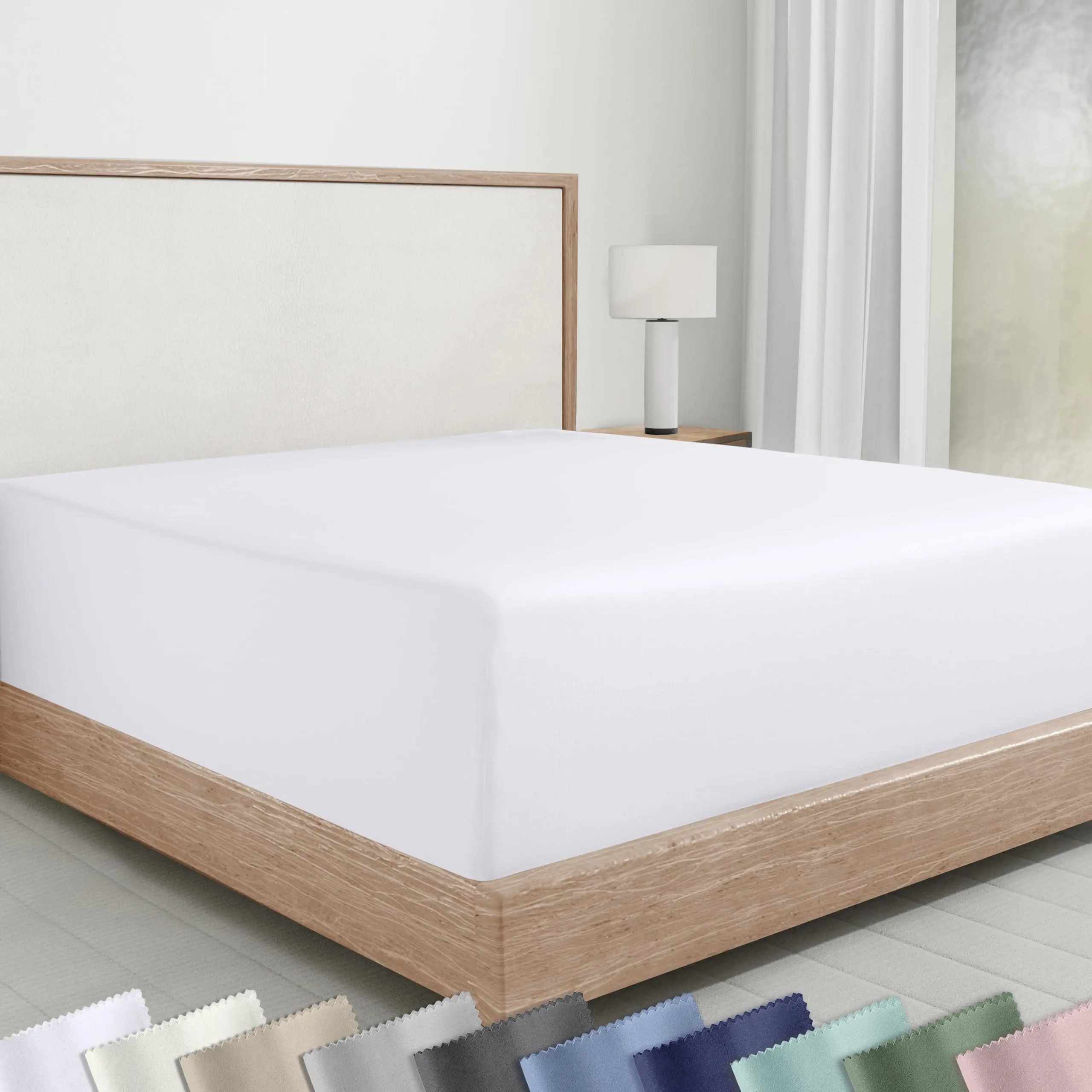 Soft & Crisp Fitted Sheet Only, Natural 100% Cotton Sateen, Lightweight & Durable
