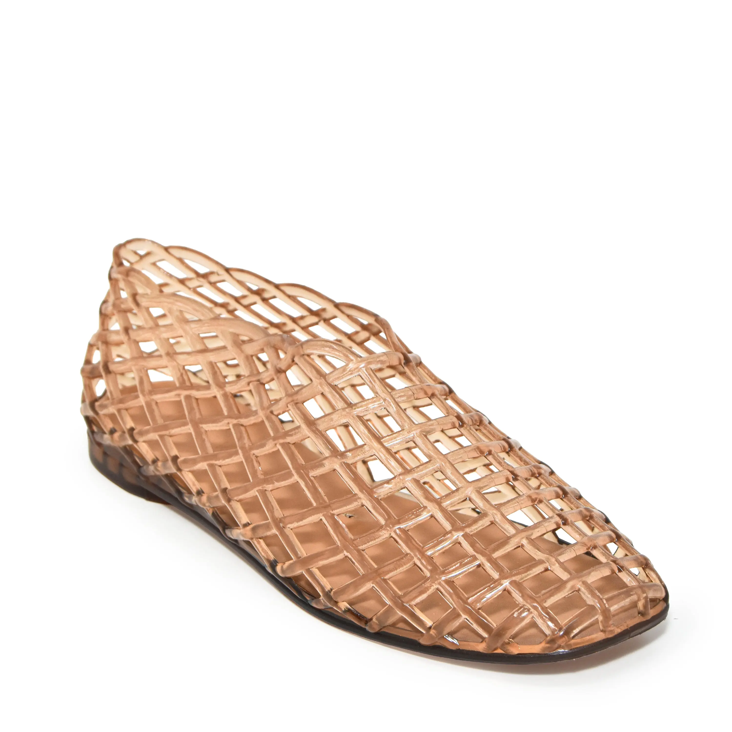 ANSLA-02 Women's Clear Jelly Cage Mesh Slip On Ballet Flats