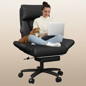 Cross Legged Office Chair with Arms, Criss Cross Desk Chair, High Bcak Big and Tall Office Chair with Foot Rest, Reversible Armrests & Wide Seat Reclining Desk Chair